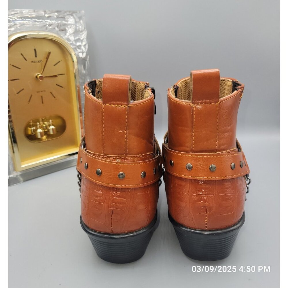 Western Biker Ankle Boot Chain Zip Vegan Friendly Size 42 UK 9 Men 11 Women - Picture 6 of 12